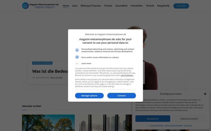Screenshot of magazin-metamorphosen.de