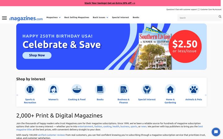 Screenshot von magazines.com