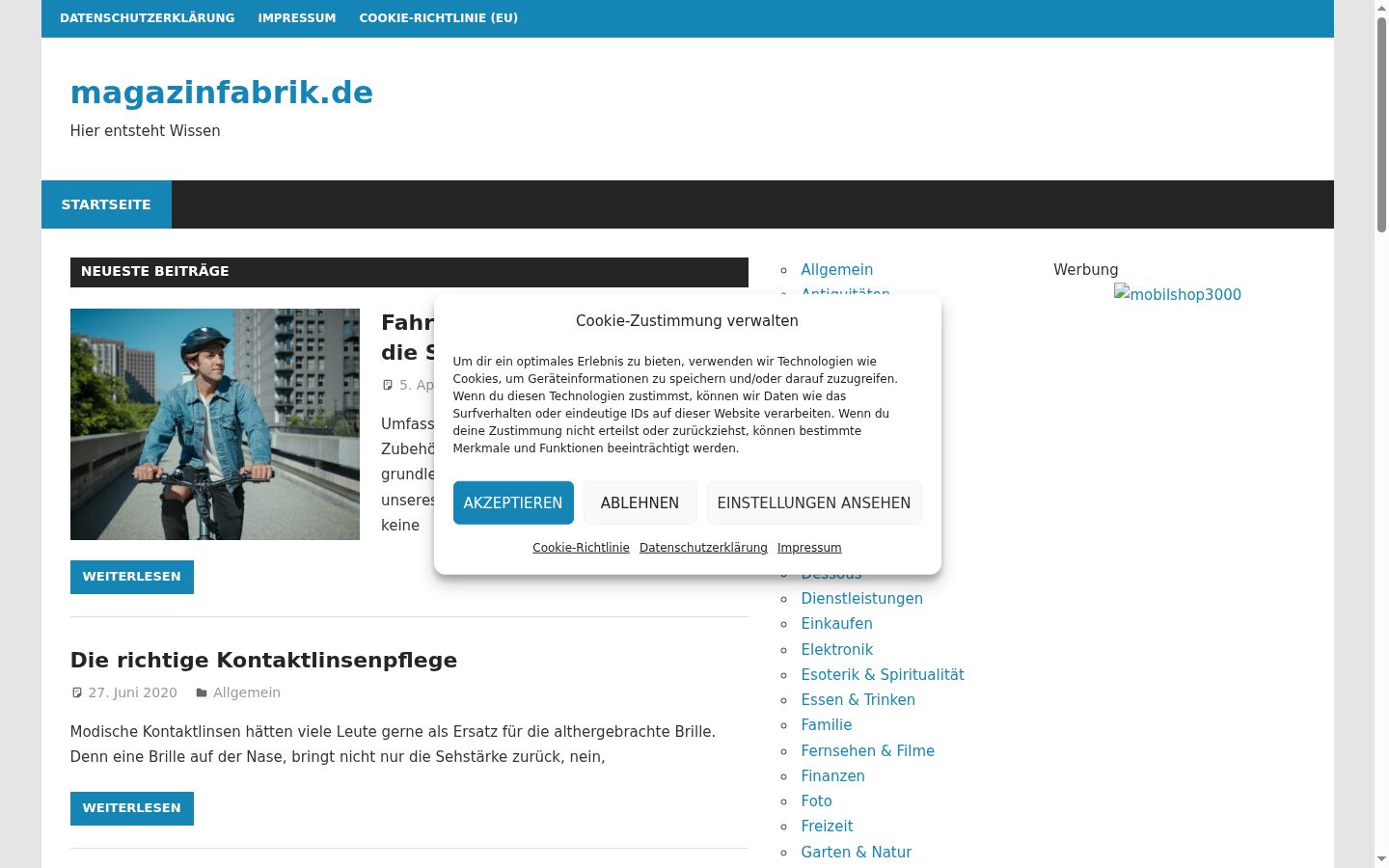 Screenshot tal-banner tal-kunsens muri qabel kwalunkwe interazzjoni