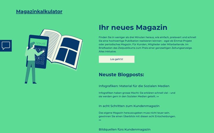 Screenshot of magazinkalkulator.ch