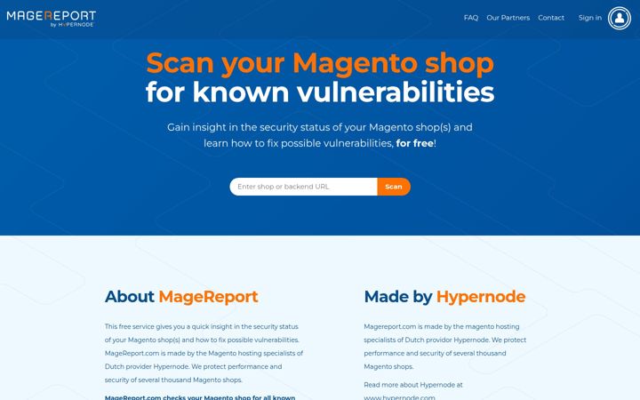 Screenshot of magereport.com