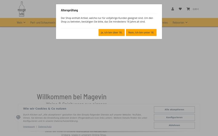 Snímek obrazovky magevin.de