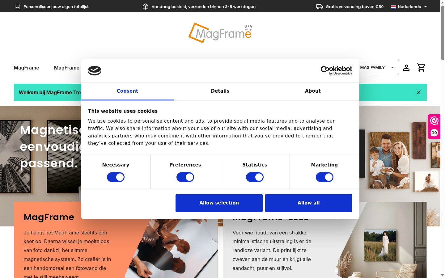 Screenshot tal-banner tal-kunsens muri qabel kwalunkwe interazzjoni