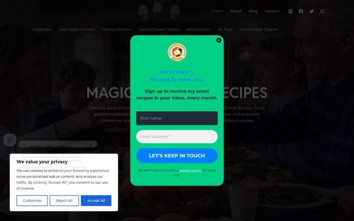Screenshot of magicaldinnerrecipes.com