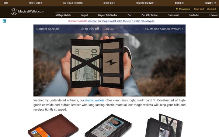 Screenshot of magicalwallet.com