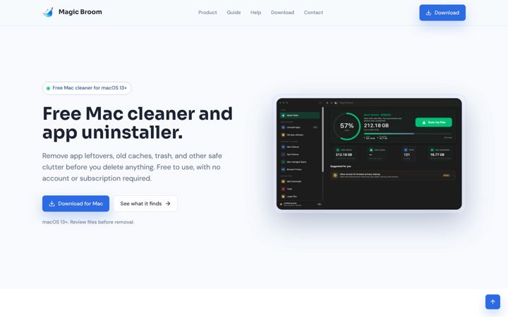 Screenshot of magicbroom.info