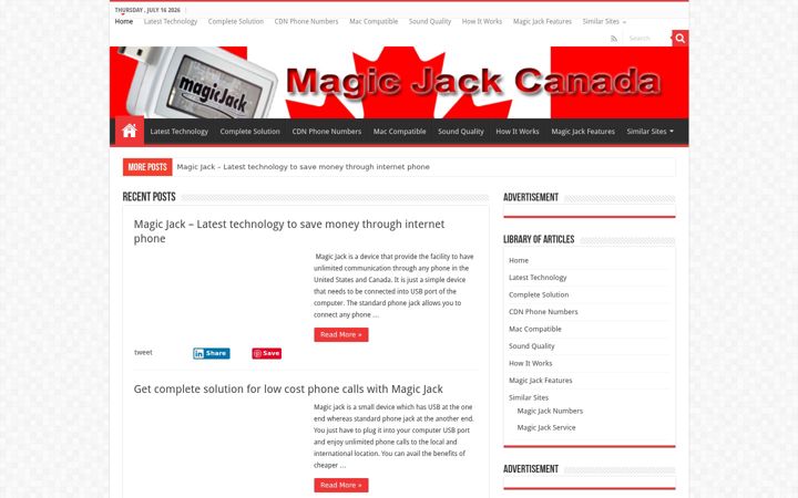 Skärmbild av magicjackcanada.ca