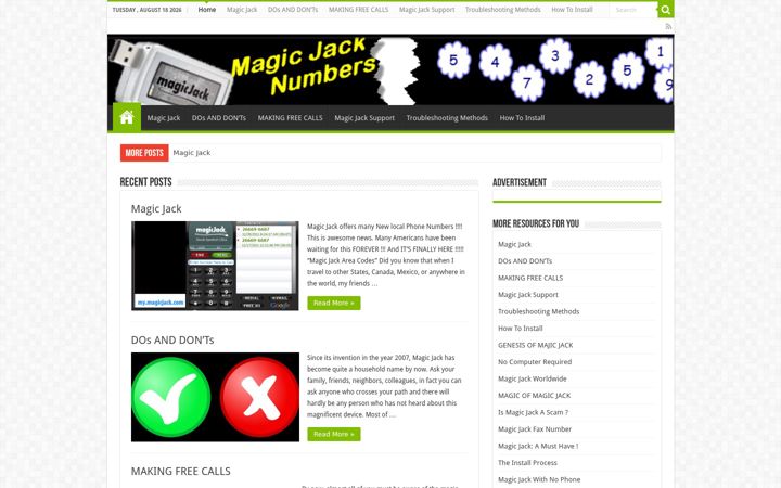 Screenshot of magicjacknumbers.com