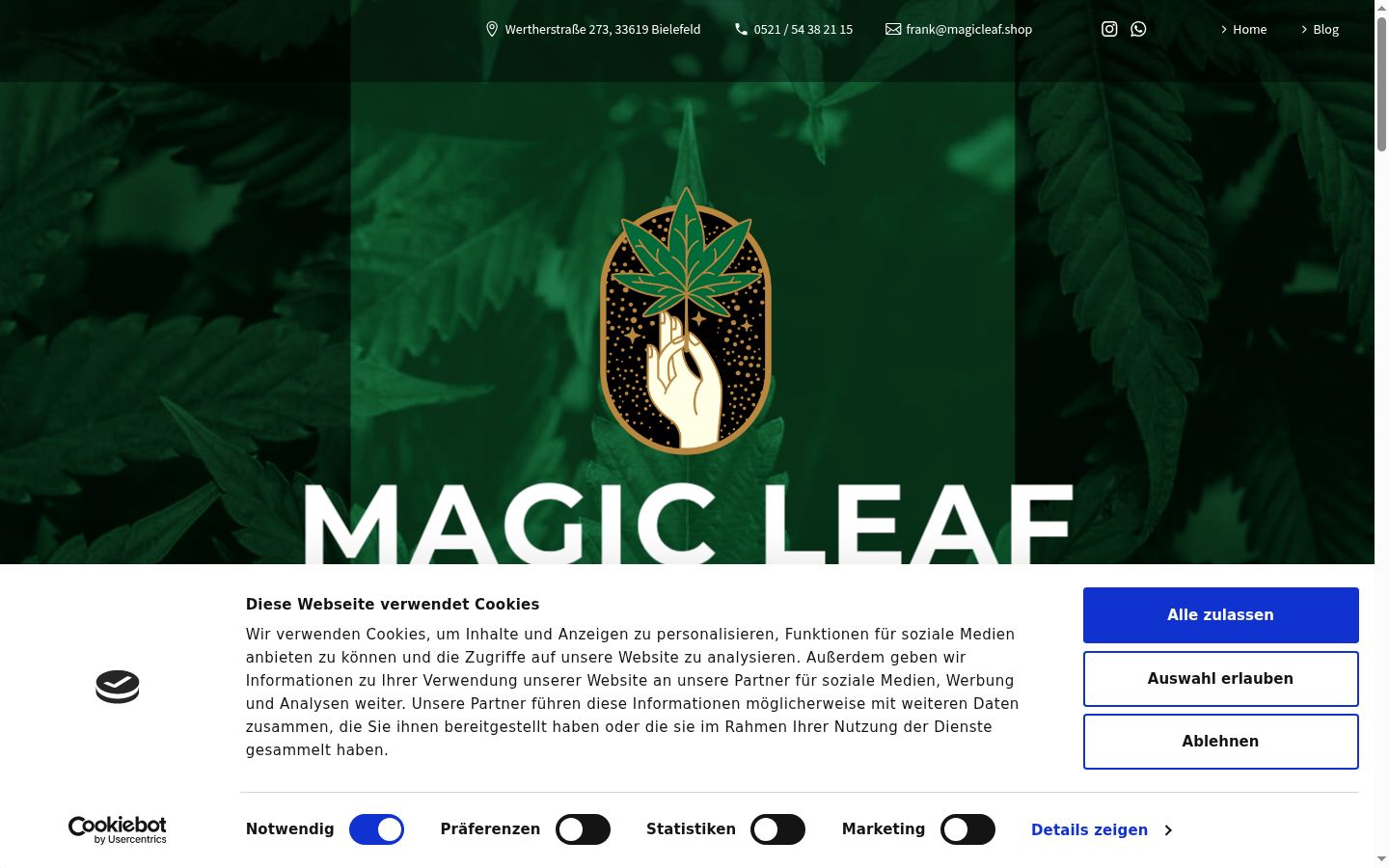 Screenshot del banner di consenso mostrato prima di qualsiasi interazione