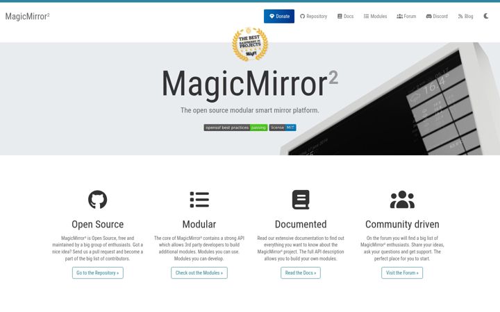 Skjermbilde av magicmirror.builders