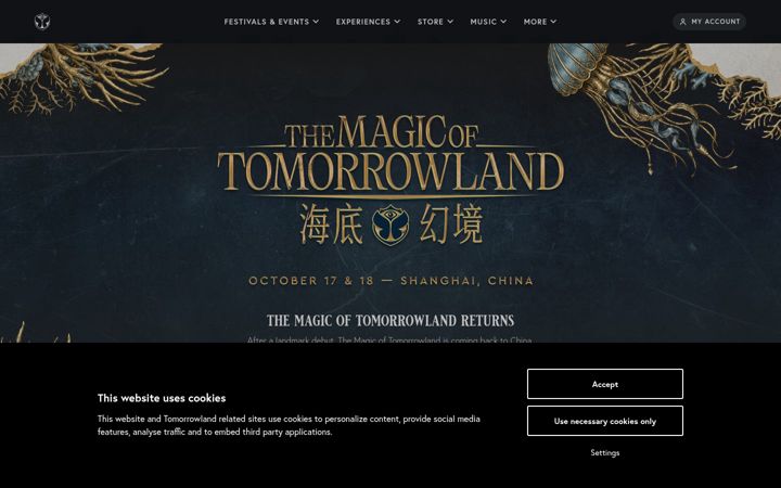 Screenshot of magicoftomorrowland.com