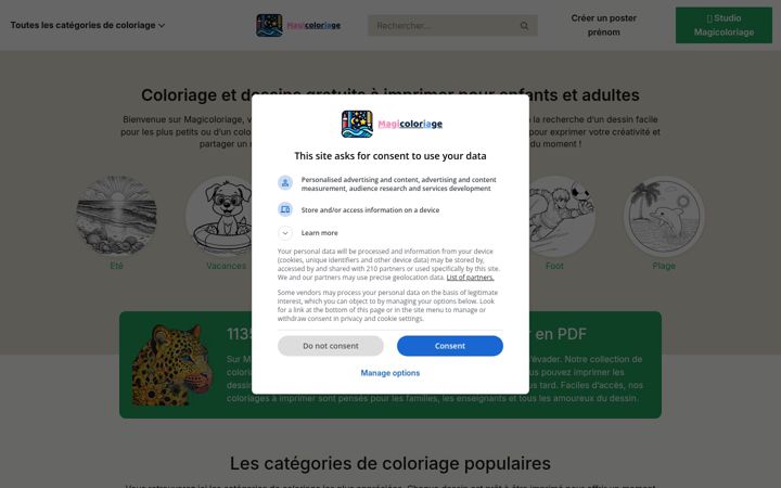 Screenshot of magicoloriage.com