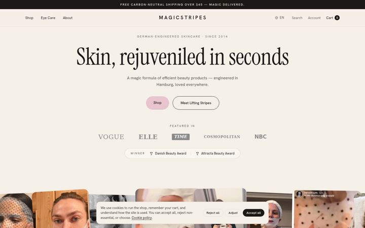 Screenshot of magicstripes.com