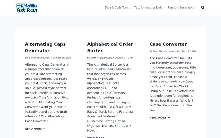 Screenshot of magictexttools.com