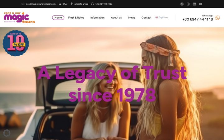 Screenshot of magictoursrentacar.com