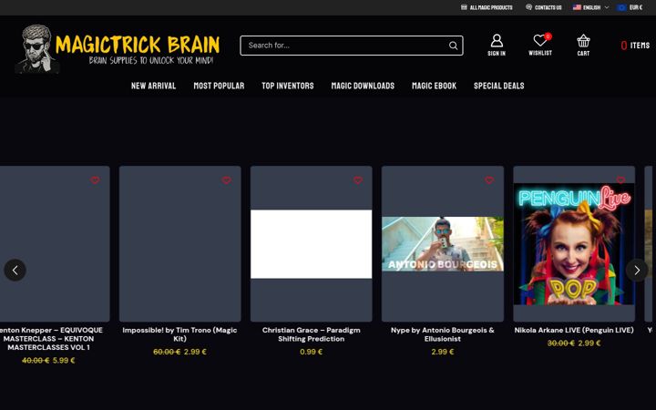 Screenshot of magictrickbrain.com