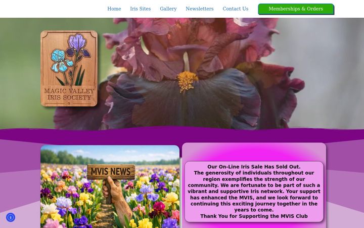 Screenshot of magicvalleyirissociety.com