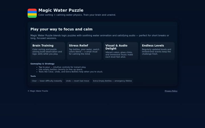 Screenshot of magicwaterpuzzle.com