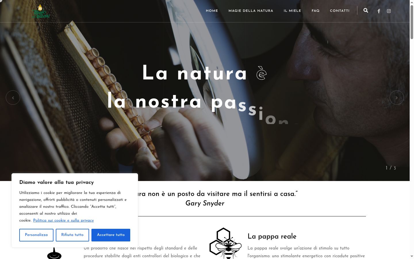 Screenshot del banner di consenso mostrato prima di qualsiasi interazione