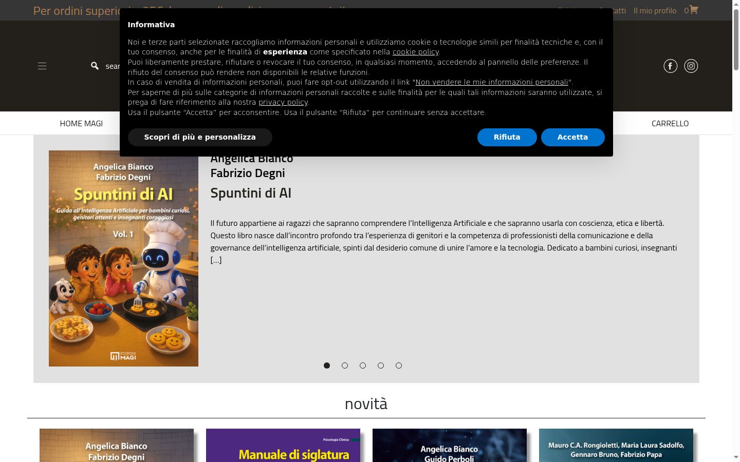 Captura de ecrã do banner de consentimento apresentado antes de qualquer interação
