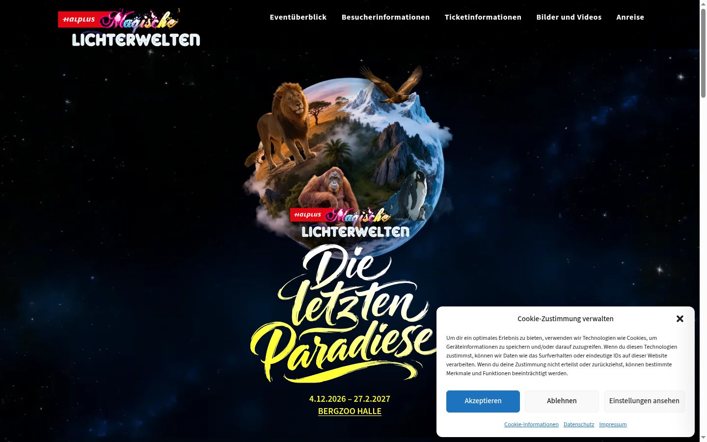 Screenshot des Einwilligungsbanners vor jeglicher Interaktion