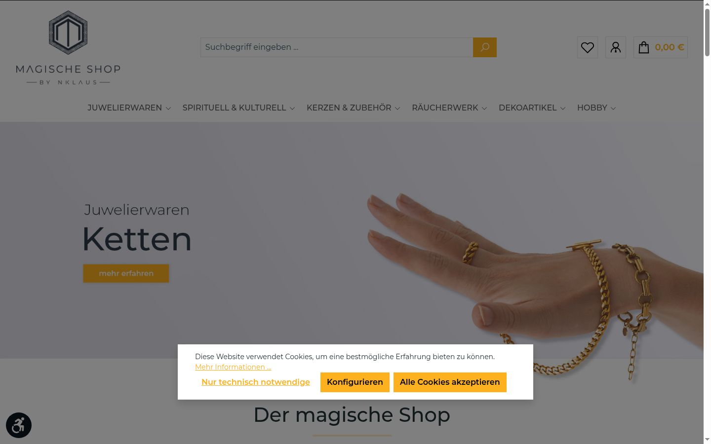 Screenshot des Einwilligungsbanners vor jeglicher Interaktion
