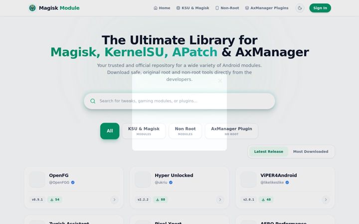 Screenshot of magiskmodule.com