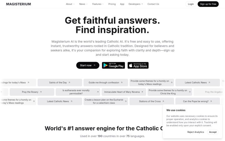 Screenshot of magisterium.com