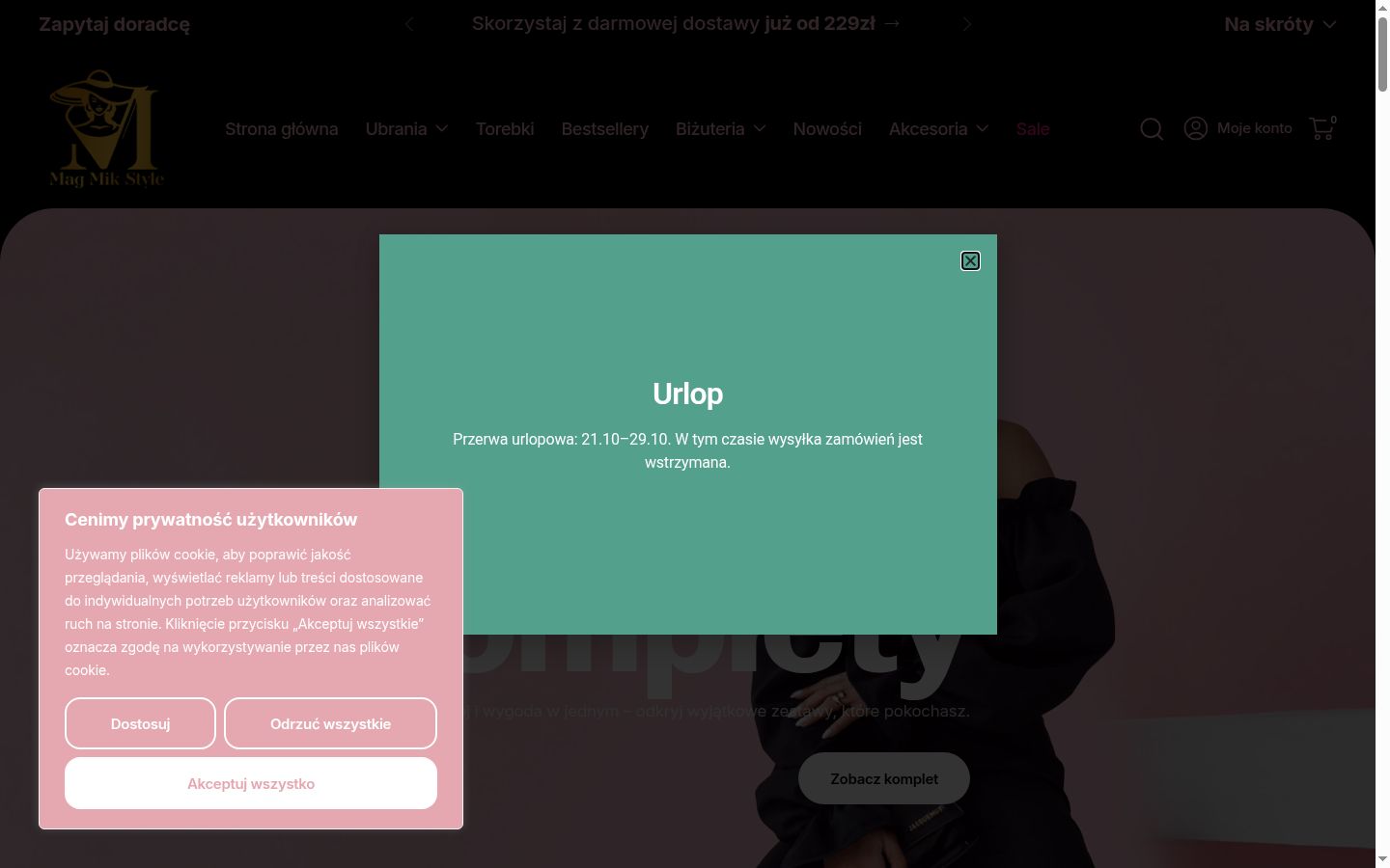 Screenshot del banner di consenso mostrato prima di qualsiasi interazione