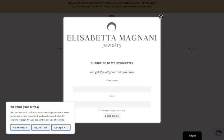 Screenshot of magnanijewelry.com