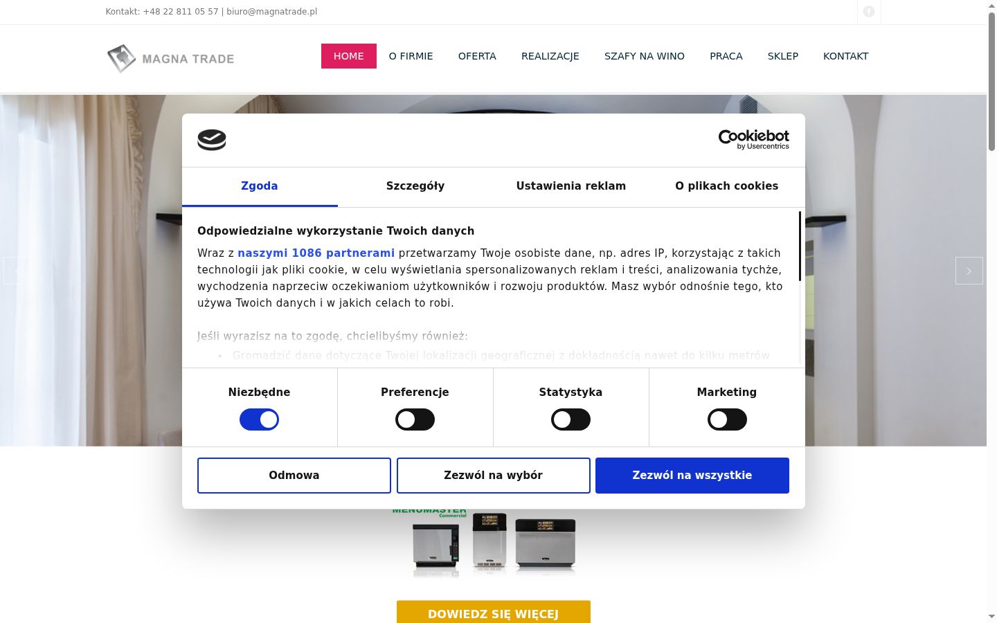 Snímek obrazovky baneru souhlasu zobrazeného před jakoukoli interakcí