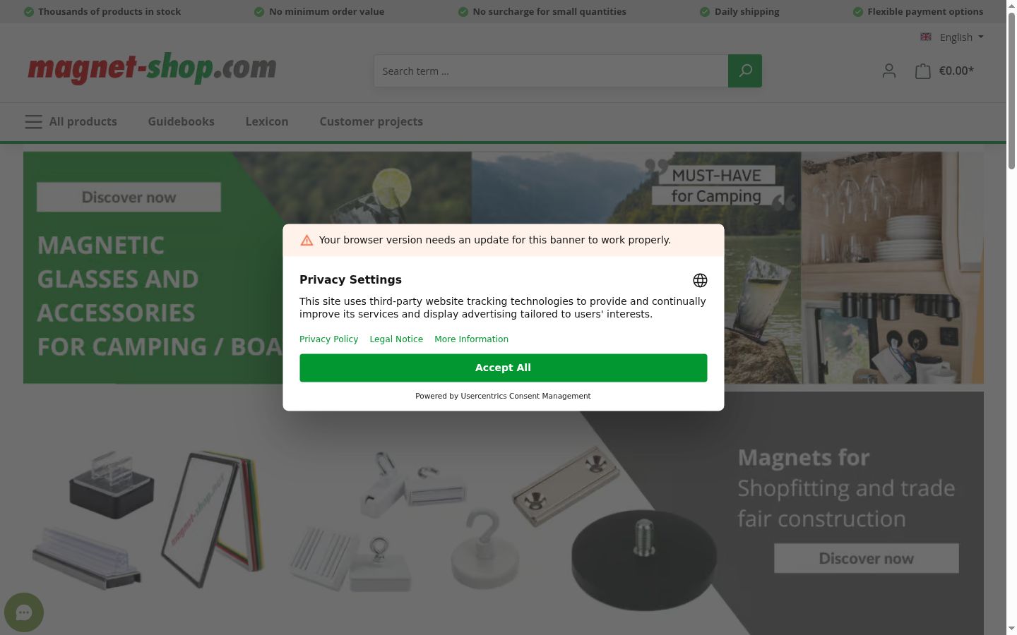 Capture d'écran de la bannière de consentement affichée avant toute interaction
