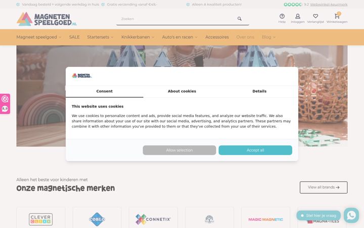 Screenshot of magnetenspeelgoed.nl