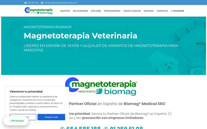 Screenshot of magnetoterapiaveterinaria.com