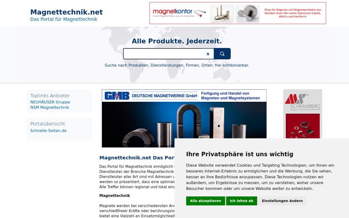 Screenshot of magnettechnik.net