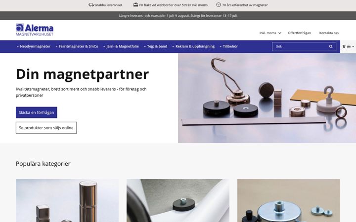 Skjámynd af magnetvaruhuset.se
