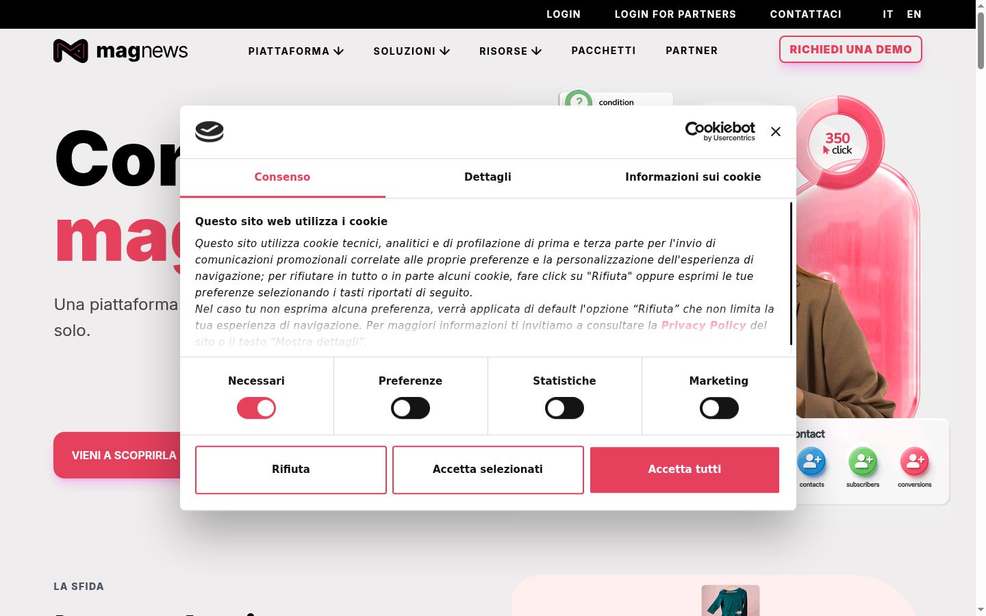 Snímek obrazovky baneru souhlasu zobrazeného před jakoukoli interakcí