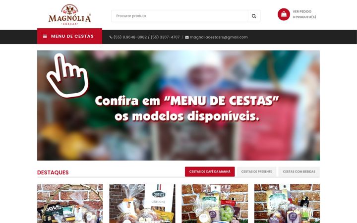 Screenshot of magnoliacestas.com.br
