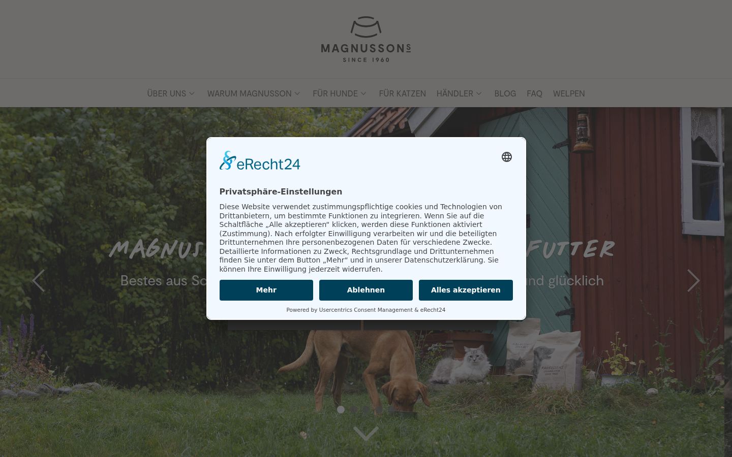 Screenshot des Einwilligungsbanners vor jeglicher Interaktion