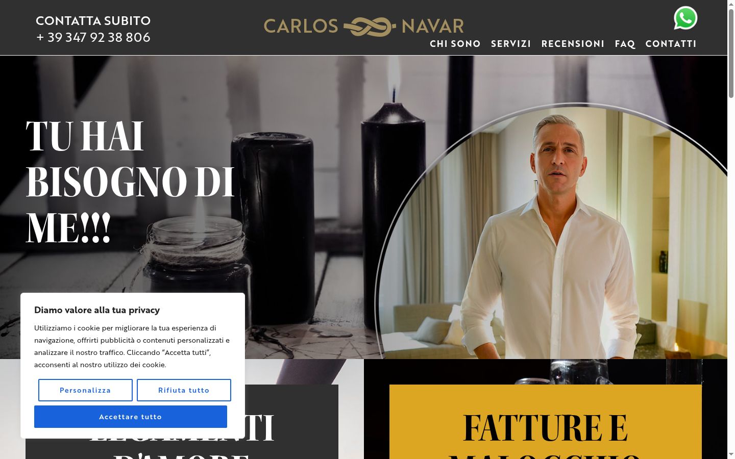 Screenshot del banner di consenso mostrato prima di qualsiasi interazione