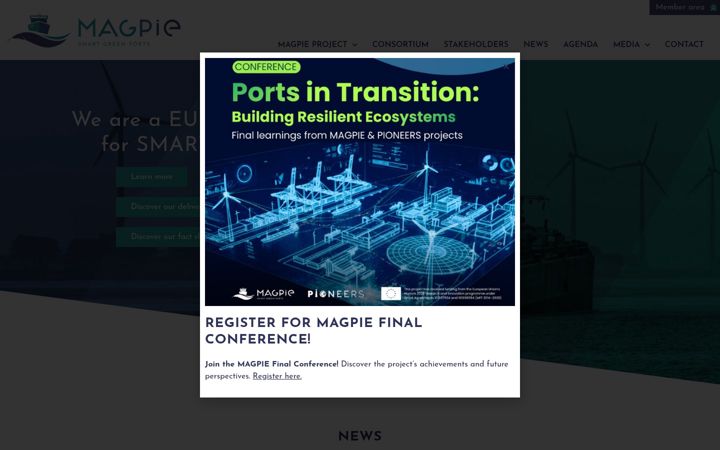 Screenshot of magpie-ports.eu