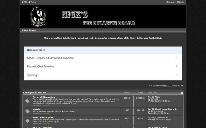 Screenshot of magpies.net