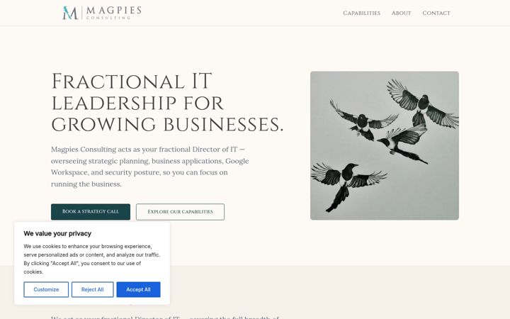 Screenshot of magpiesconsulting.com