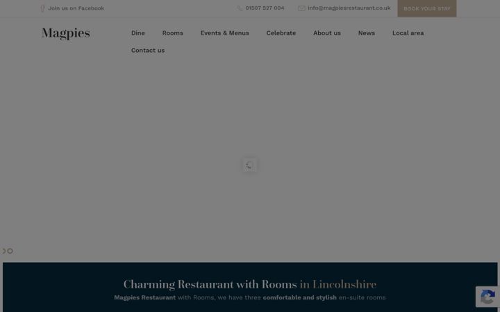 Screenshot of magpiesrestaurant.co.uk