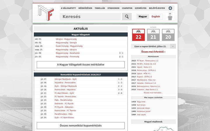Screenshot of magyarfutball.hu