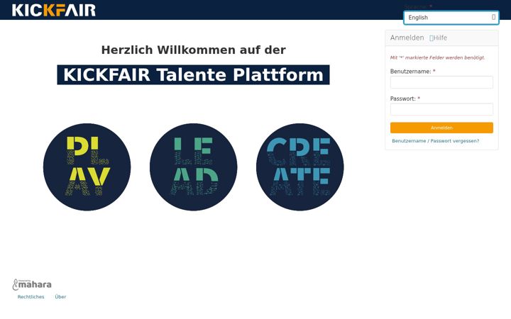Screenshot of mahara-kickfair.org