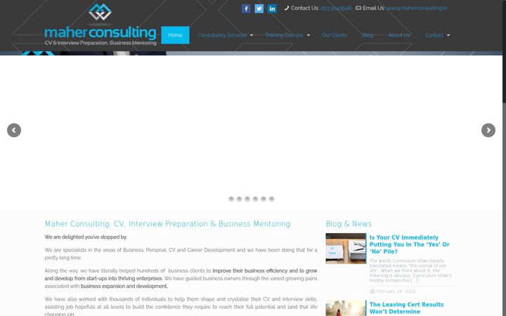 Екранна снимка на maherconsulting.ie