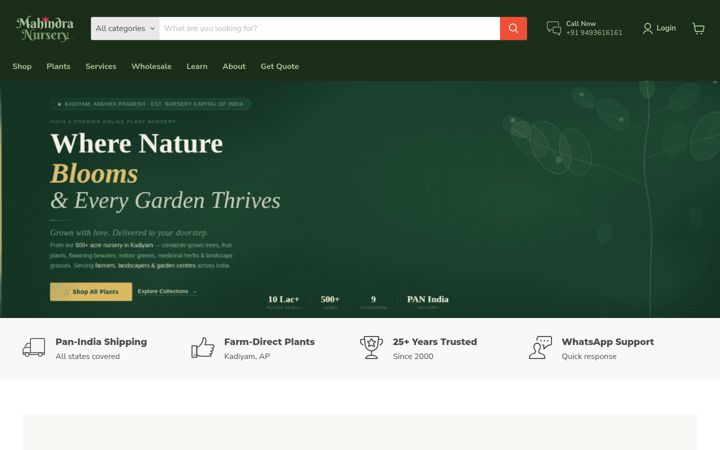 Screenshot of mahindranursery.com