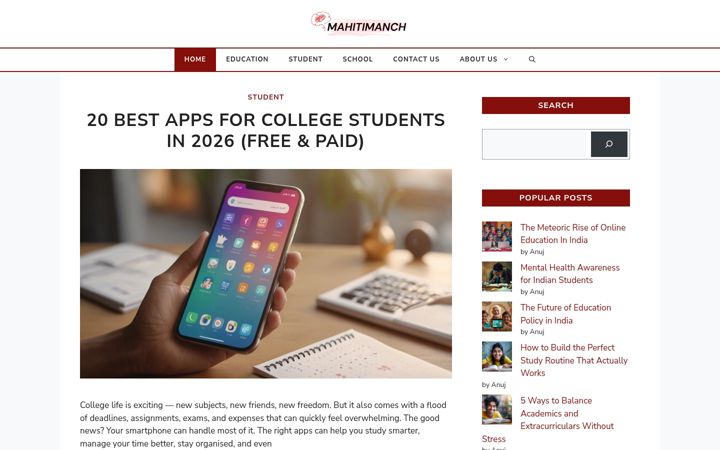 Screenshot of mahitimanch.in