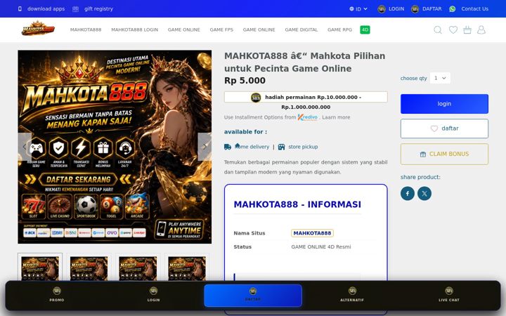 Screenshot van mahkota-888.com